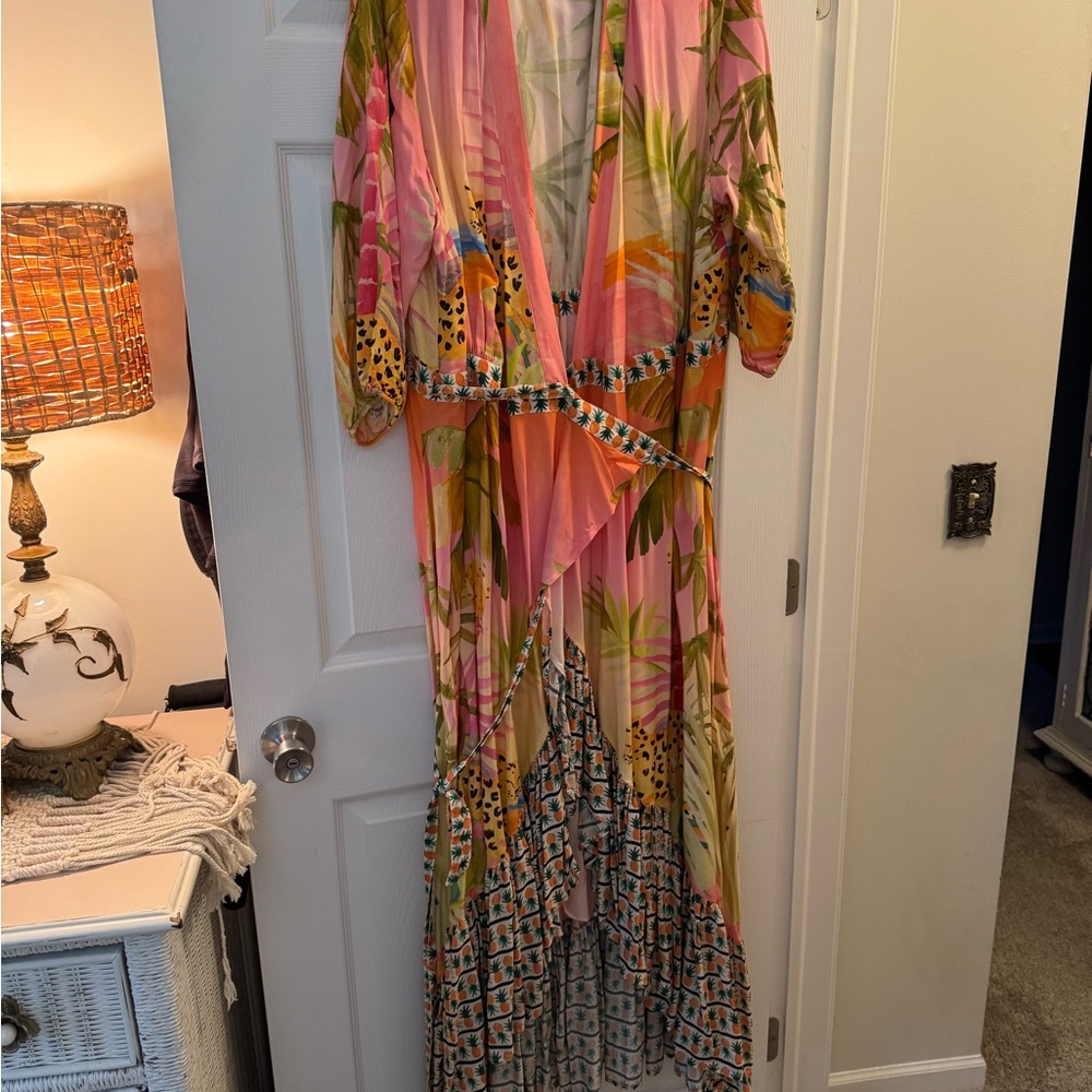 Anthropologie Pink and Orange Asymmetrical Dress
